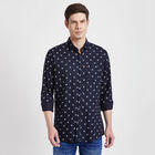 Cotton Printed Casual Shirt, Navy Blue, small image number null