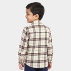 Boys Cream 100% Cotton Checked Shirt, ऑफ व्हाइट, small