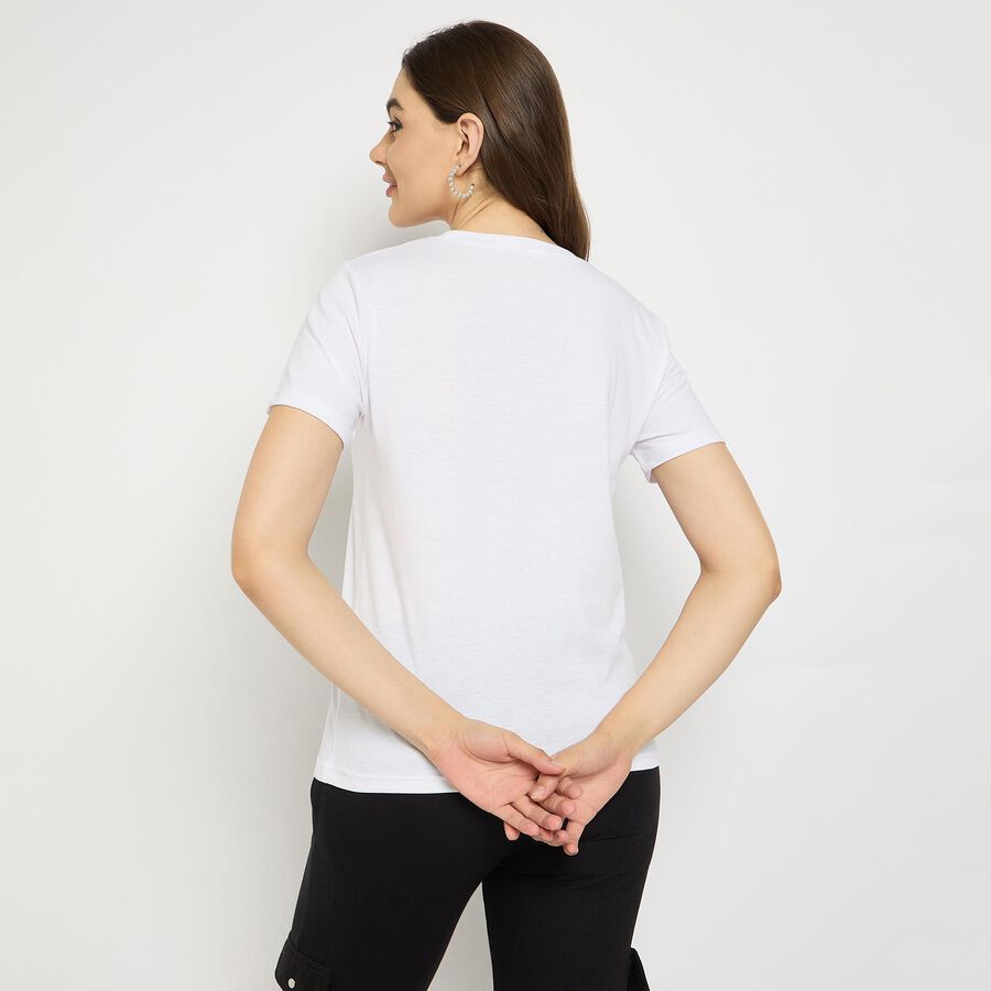 Ladies' Round Neck T-Shirt, सफ़ेद, large image number null