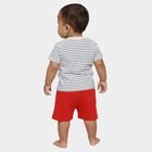 Infants' Red Cotton Round Neck Nautical Baba Suit, Red, small