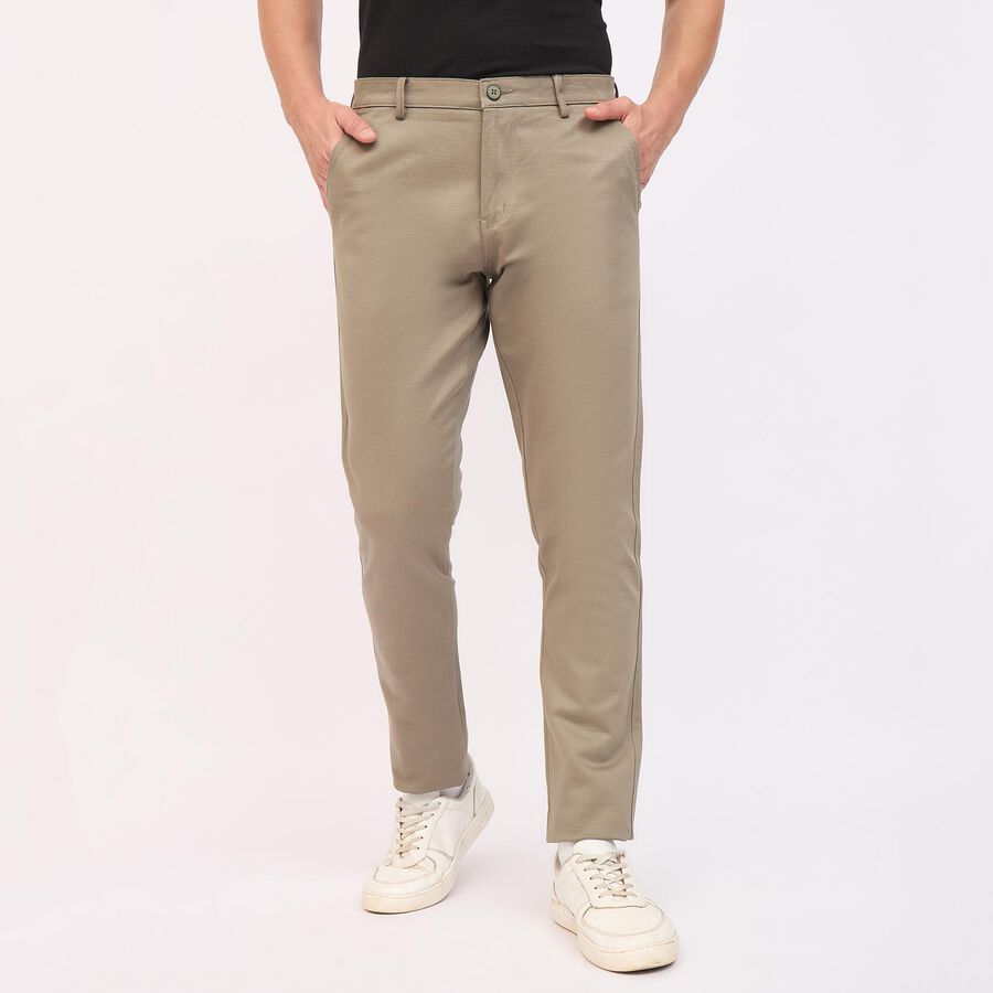 Men's Cross Pocket Slim Fit Casual Trousers, ओलिव, large image number null