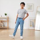 Boys' Light Blue Slim Fit Drawstring Jeans, हल्का नीला, small