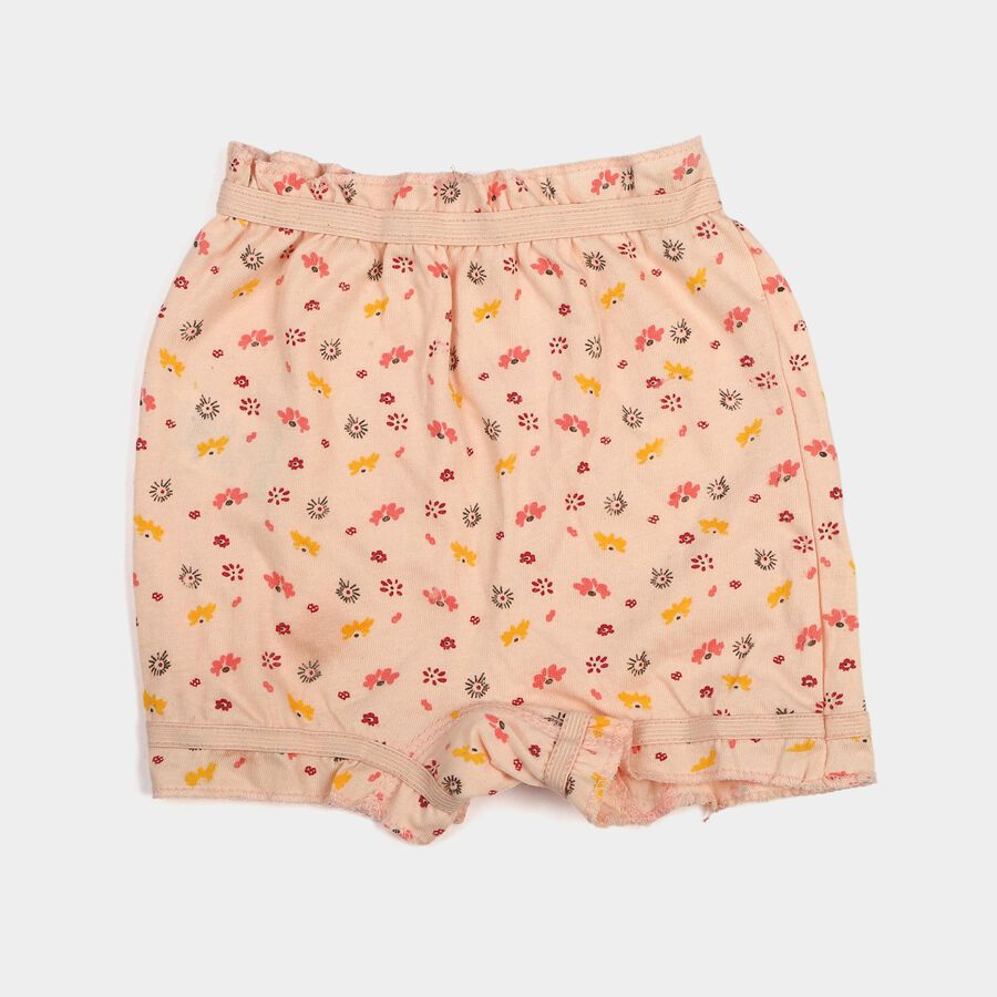 Girls Peach Regular Fit Floral Printed Bloomer, पीच, large
