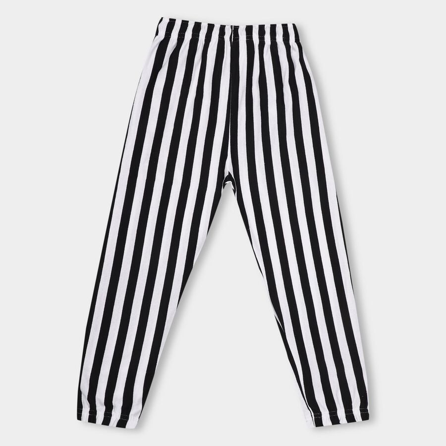 Boys' Black And White Striped Jogger Pyjama, Black, large image number null