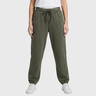 Women's Olive Green Regular Fit Cargo Track Pants