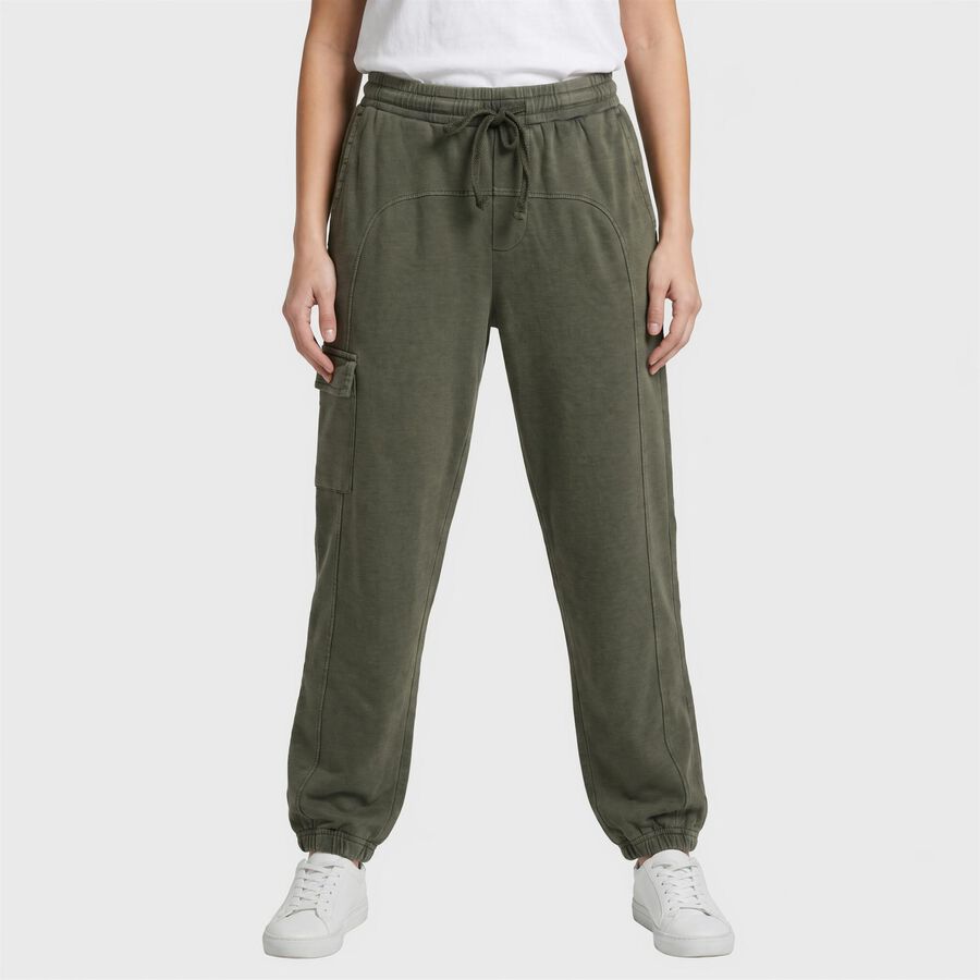 Women's Olive Green Regular Fit Cargo Track Pants, ओलिव, large