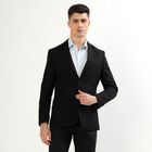 Men's Jet Black Slim Fit Single-Breasted Blazer, Black, small image number null