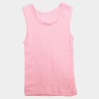 Girls Pink Cotton Round Neck Vest, गुलाबी, small