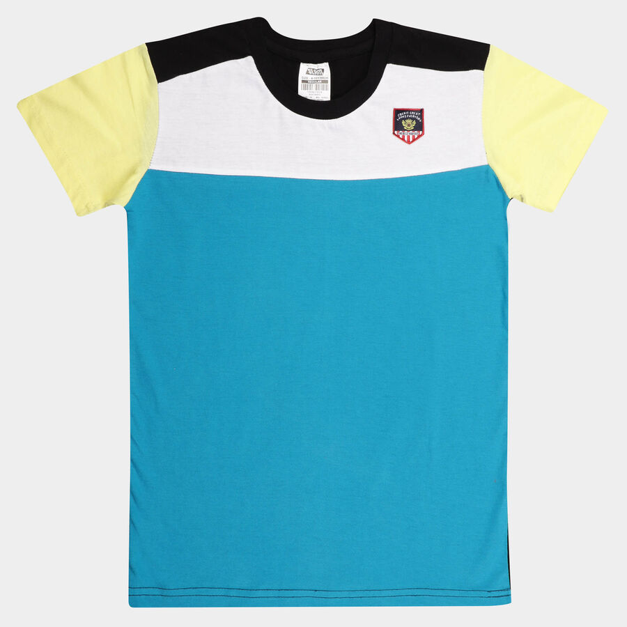 Boys Cotton T-Shirt, Teal Blue, large image number null