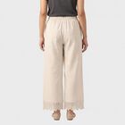 Women's Beige Regular Fit Lace Hem Palazzos, गहरा पीला, small