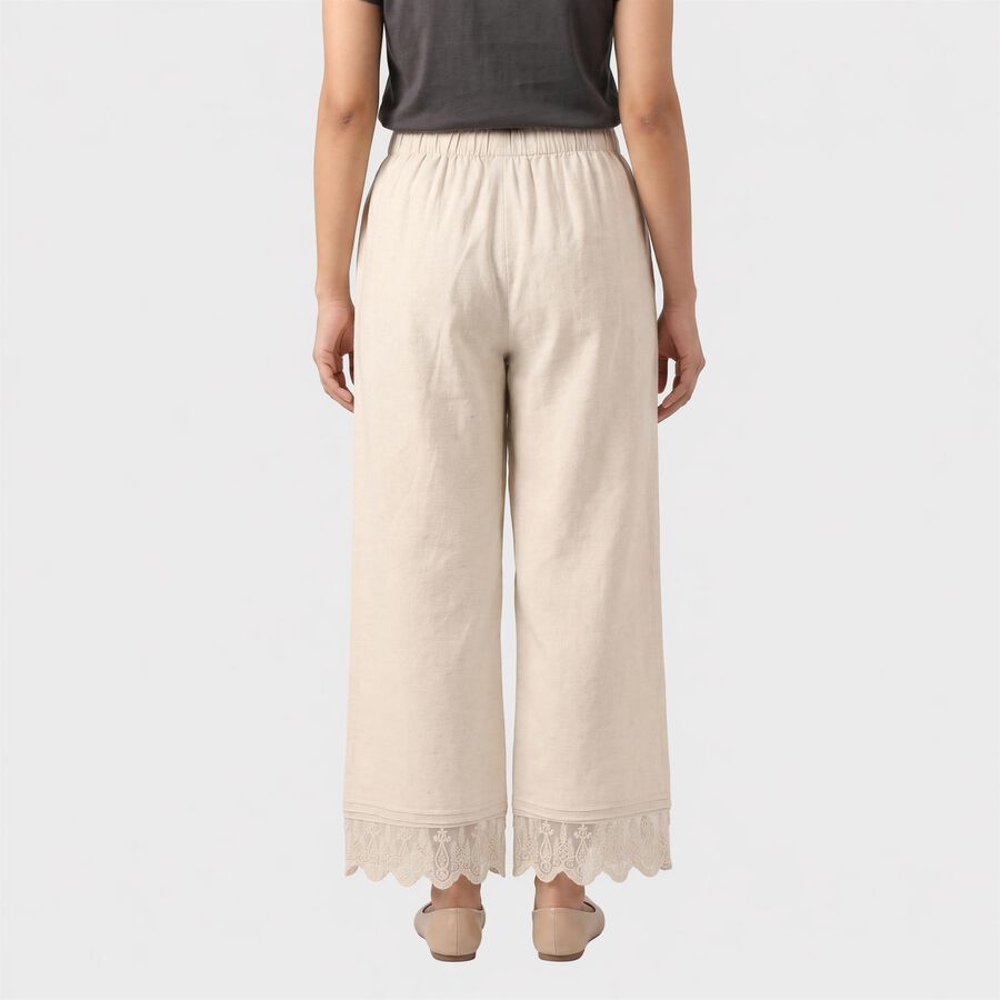 Women's Beige Regular Fit Lace Hem Palazzos, गहरा पीला, large