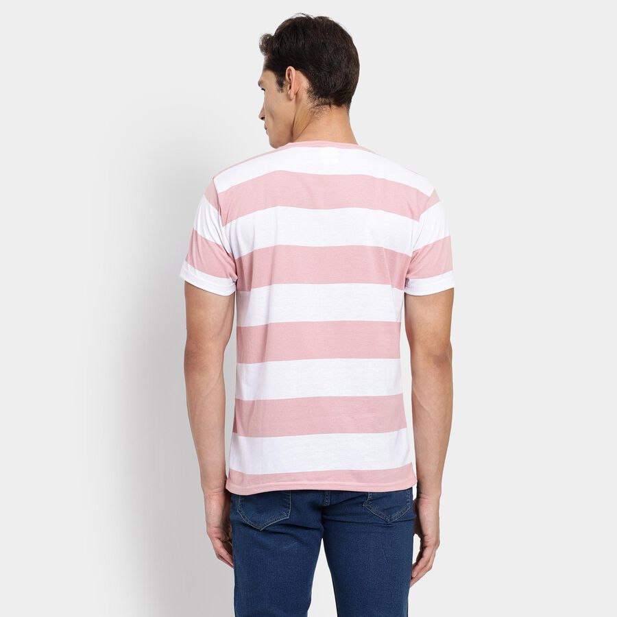 Men's Round Neck Half Sleeves T-Shirt, हल्का गुलाबी, large image number null