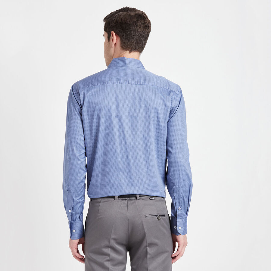 Cotton Printed Formal Shirt, Mid Blue, large image number null