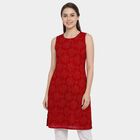 Women's Red Round Neck Straight Kurta, Red, small