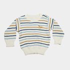 Infants' Off White Crew Neck Striped Pullover, Off White, small