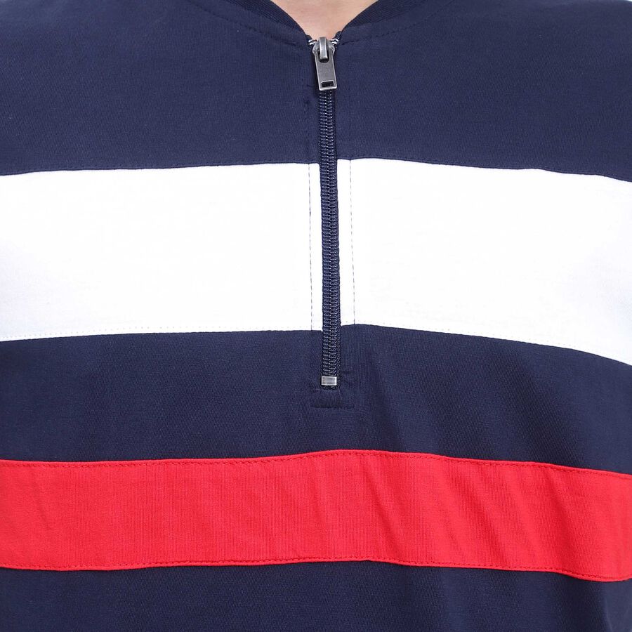 Stripes Henley T-Shirt, Navy Blue, large image number null