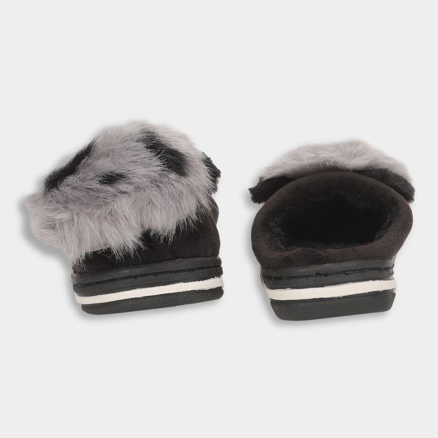 Kids Dusty Charcoal Black Slip-On Winter Slippers, Black, large image number null