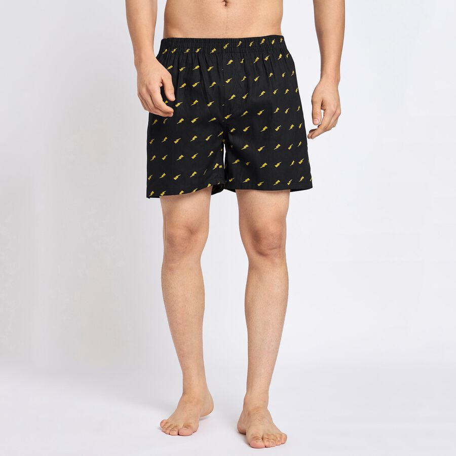 Men's 100% Cotton Boxers, Black, large