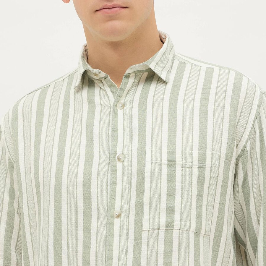 Men's Light Sage Green Cotton Classic Casual Shirt, हल्का हरा, large