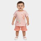 Infants Peach Cotton Shorts Set, Peach, small