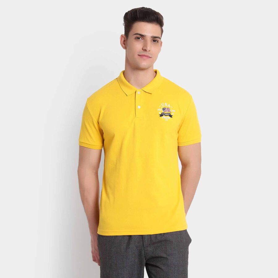 सॉलिड पोलो शर्ट, पीला, large image number null