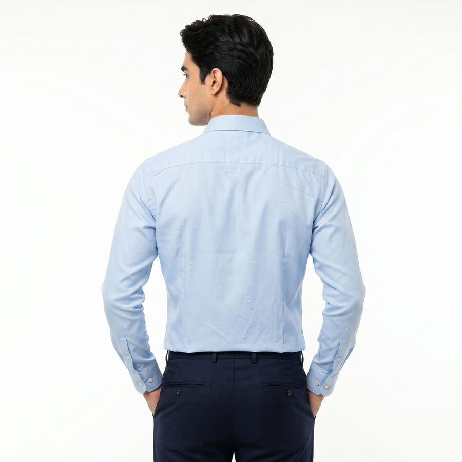 Men's Blue 100% Cotton Regular Fit Formal Shirt, Mid Blue, large