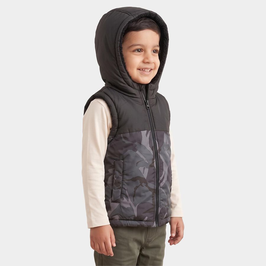 Boys Mid Blue Hooded Puffer Jacket, Mid Blue, large