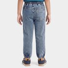 Boys' Light Blue Jogger Fit Washed Jeans, मध्यम नीला, small