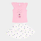 Infants Cotton Skirt Top Set, Pink, small image number null