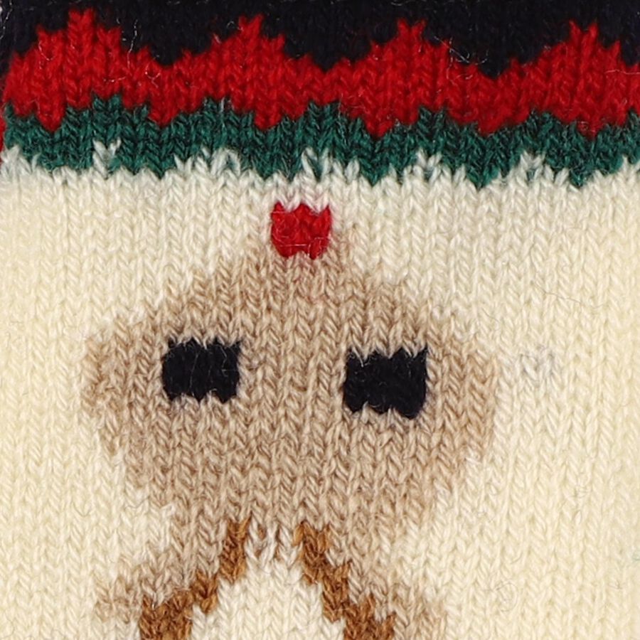 Infants Navy Blue and Cream Reindeer Print Winter Cap, नेवी ब्लू, large image number null