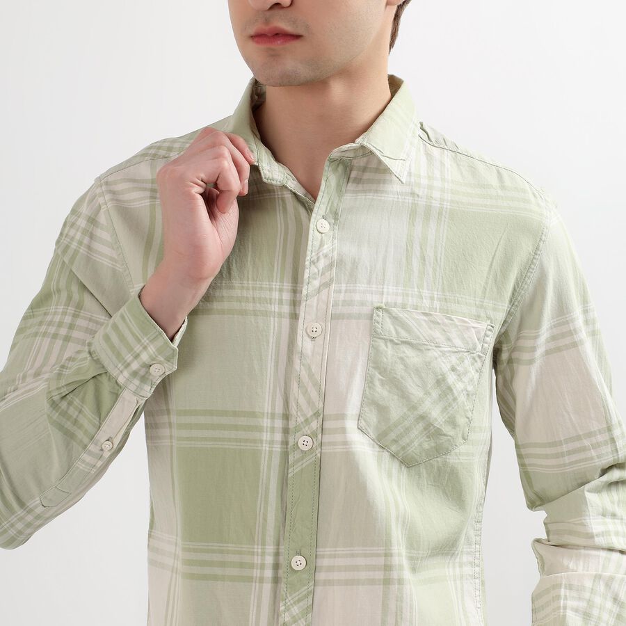 Men's 100% Cotton Regular Collar Casual Shirt, हल्का हरा, large image number null