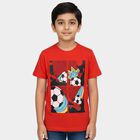 Boys' Half Sleeves T-Shirt, लाल, small