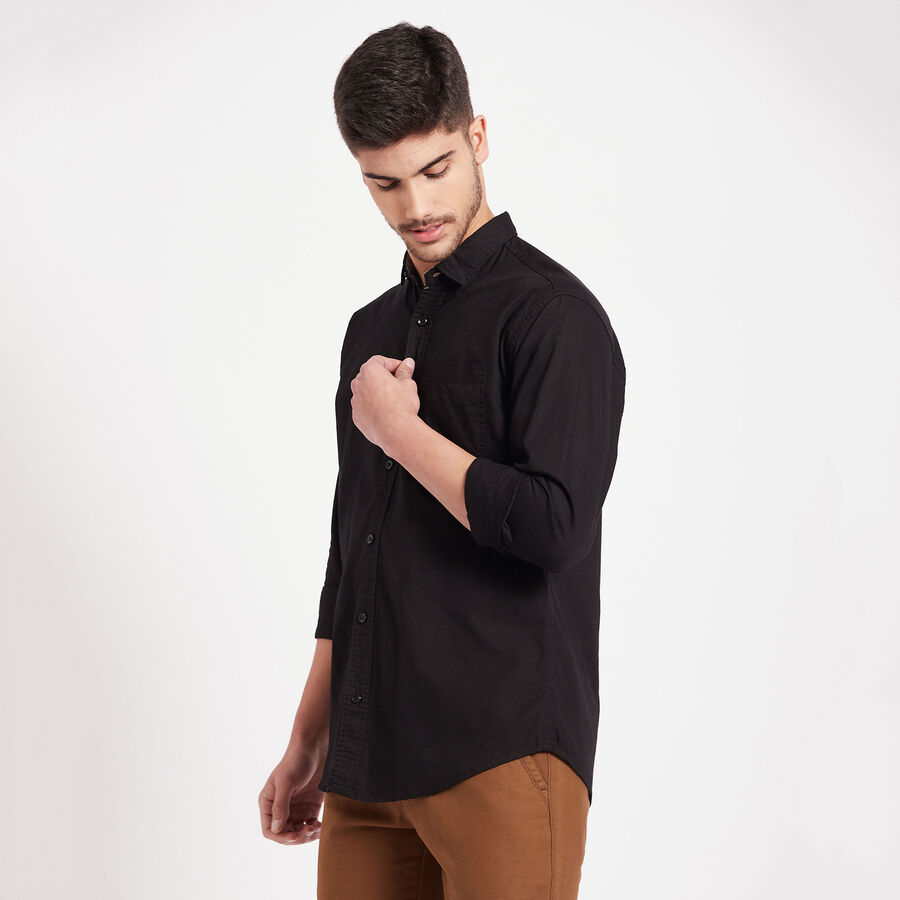 Cotton Solid Casual Shirt, काला, large image number null