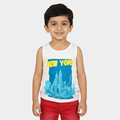 Boys White Round Neck Casual Boys T-Shirt