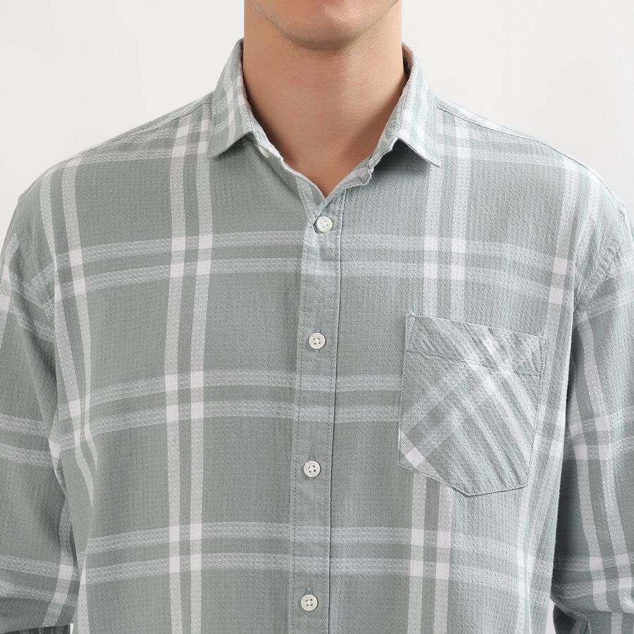 Men's Muted Olive Green Cotton Spread Collar Casual Shirt, Olive, large image number null