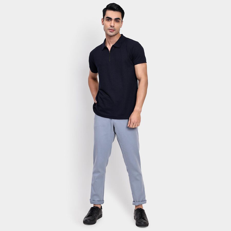Men's Slim Fit Casual Trousers, हल्का नीला, large image number null