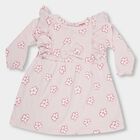 Infants' Soft Pink Floral Printed Ruffled Frock, लाइलेक, small image number null