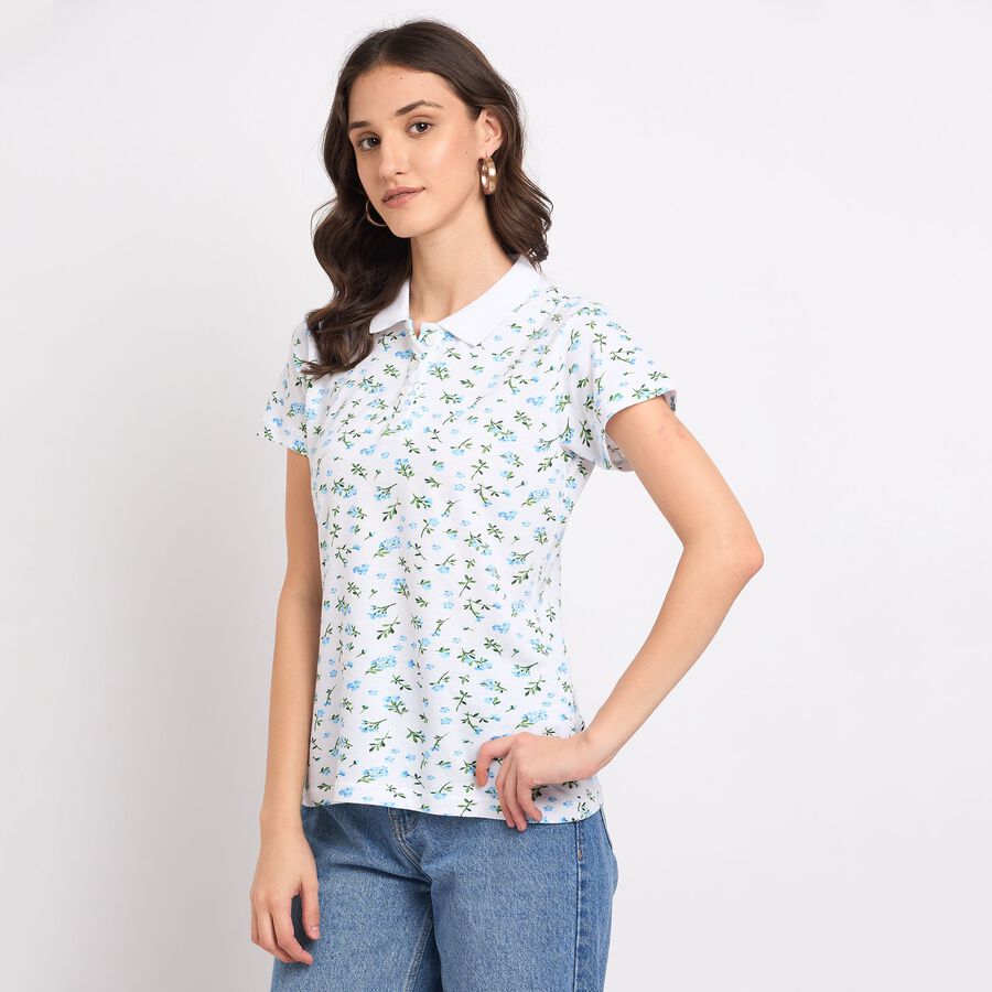 Ladies' 100% Cotton Polo T-Shirt, ऑफ व्हाइट, large image number null