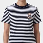 Women's Navy Blue Round Neck Casual T-Shirt, नेवी ब्लू, small