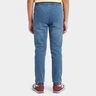 Boys' Blue Straight Fit Drawstring Waist Jeans, Mid Blue, small