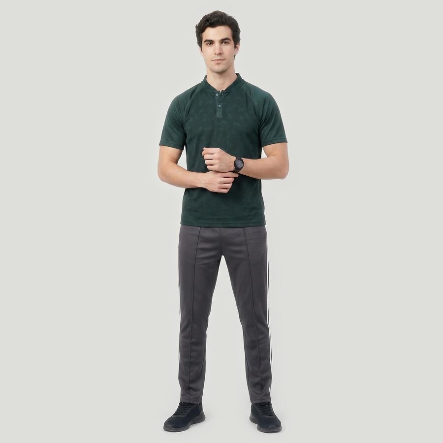 Men's Green Polo Neck Regular T-Shirt, Dark Green, large