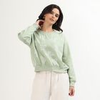 Women Light Sage Green Crew Neck Casual Sweatshirt, हल्का हरा, small image number null
