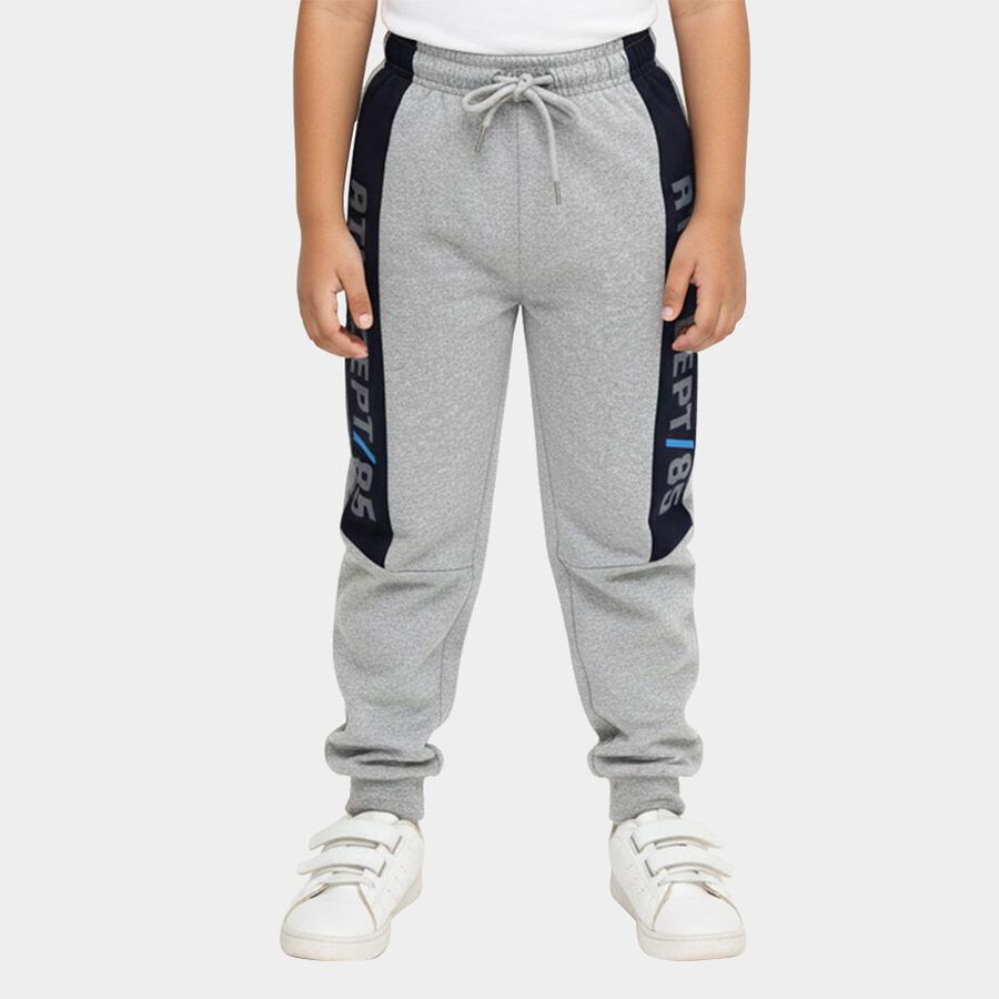 Boys' Light Heather Grey Athletic Cotton Blend Pyjama, Melange Light Grey, large image number null