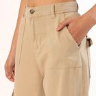 Women's Beige Wide Leg Cargo Jeans, Off White, small