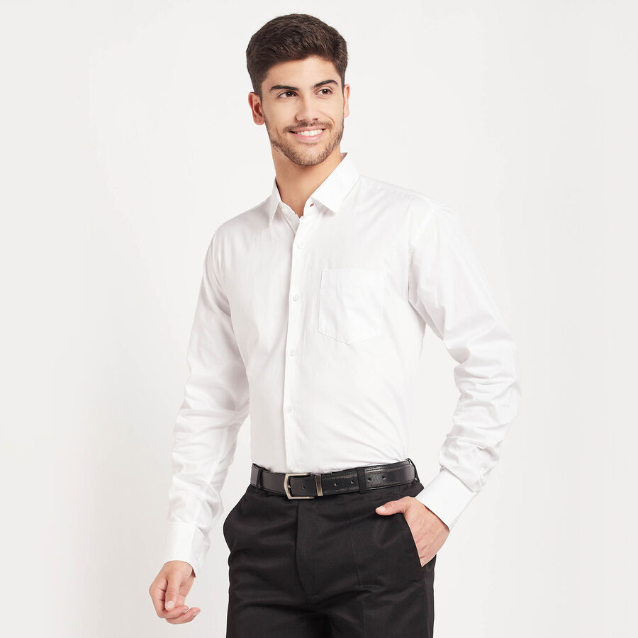 Cotton Solid Formal Shirt, White, large image number null