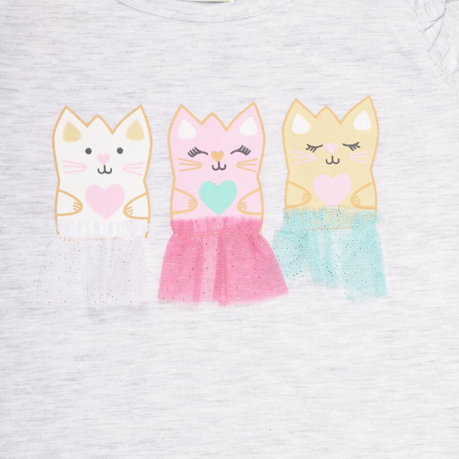 Girls' 100% Cotton T-Shirt , मिश्रित हल्का ग्रे, large image number null