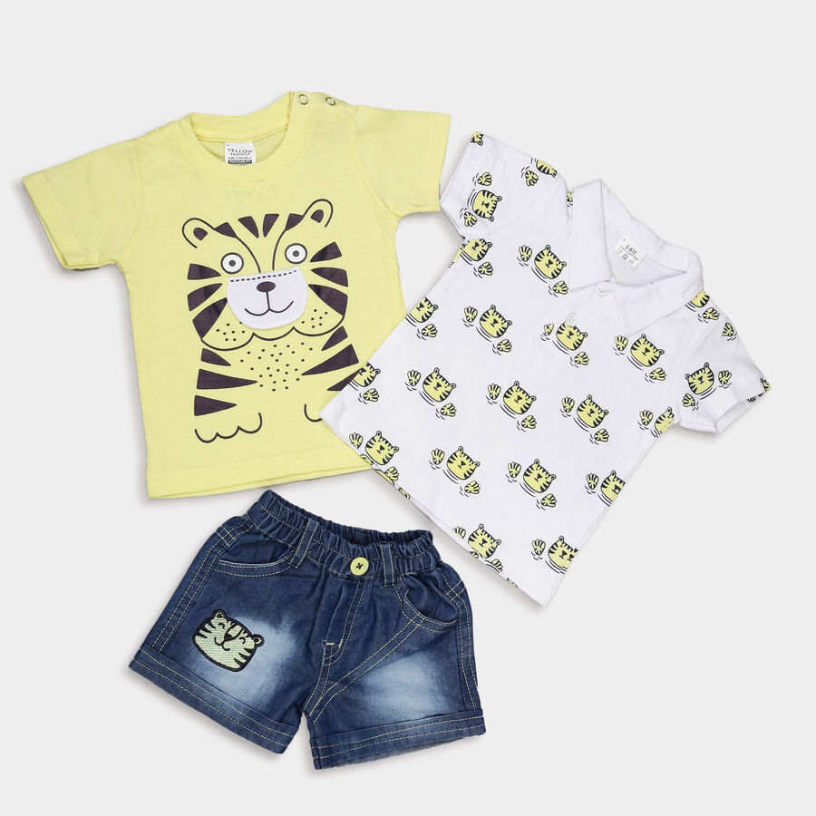 Infants Cotton Printed Baba Suit, Yellow, large image number null