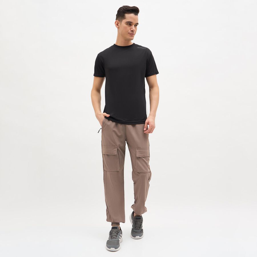 Men's Jet Black Crew Neck Athleisure T-Shirt, Black, large