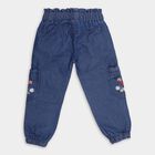 Girls' Stonewashed Blue Regular Fit Embroidered Jeans, Mid Blue, small image number null