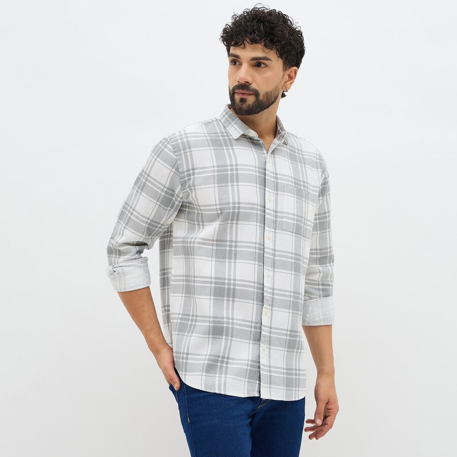 Men's 100% Cotton Casual Shirt, Light Grey, large image number null